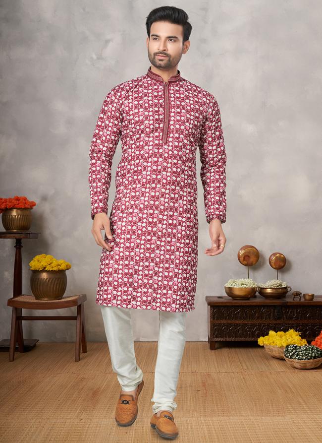 Cotton Pink Traditional Wear Digital Printed Kurta Pajama